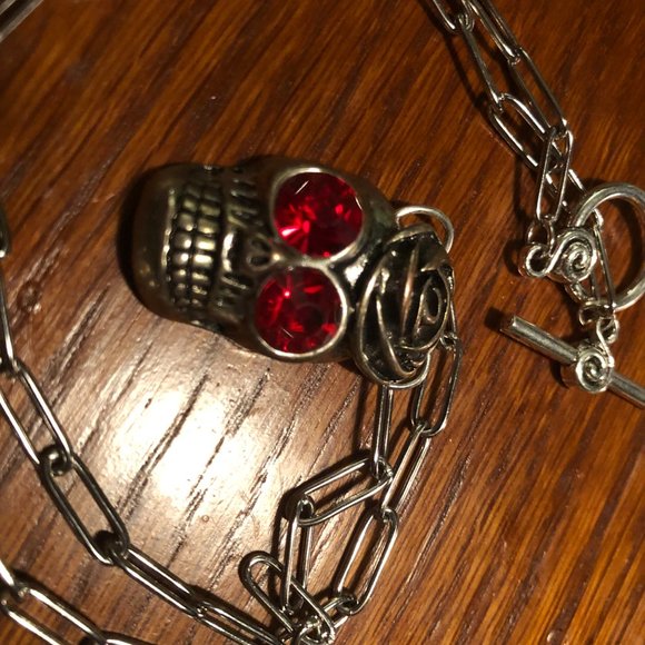 Rosy Day of the Dead Skull Necklace - Picture 5 of 5